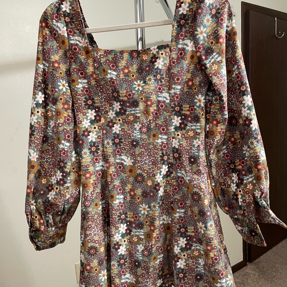 Button Floral Mini Dress